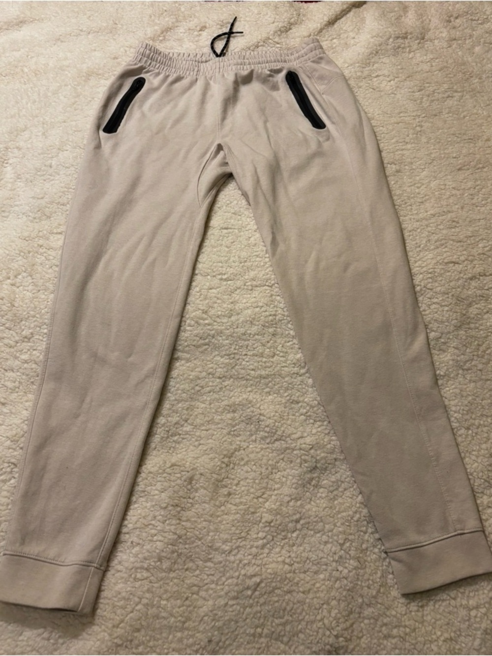 Men's Beige Jogger Pants with Zipper Pockets0419